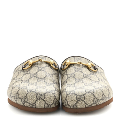 Gucci GG Supreme Monogram Miro Soft Calfskin Womens Horsebit Slippers 37.5 Beige Ebony New Acero 3 of 10