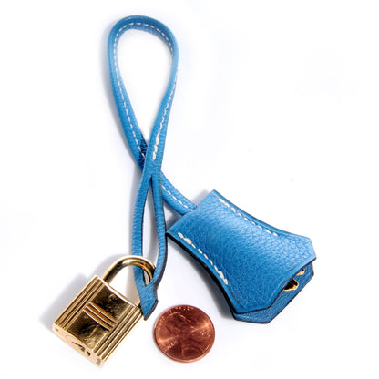 Hermes Taurillon Clemence Clochette Cadena Lock and Key Gold Mykonos 2 of 5