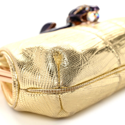 Gucci Metallic Lizard Jeweled Snake Evening Bag Gold 9 of 11