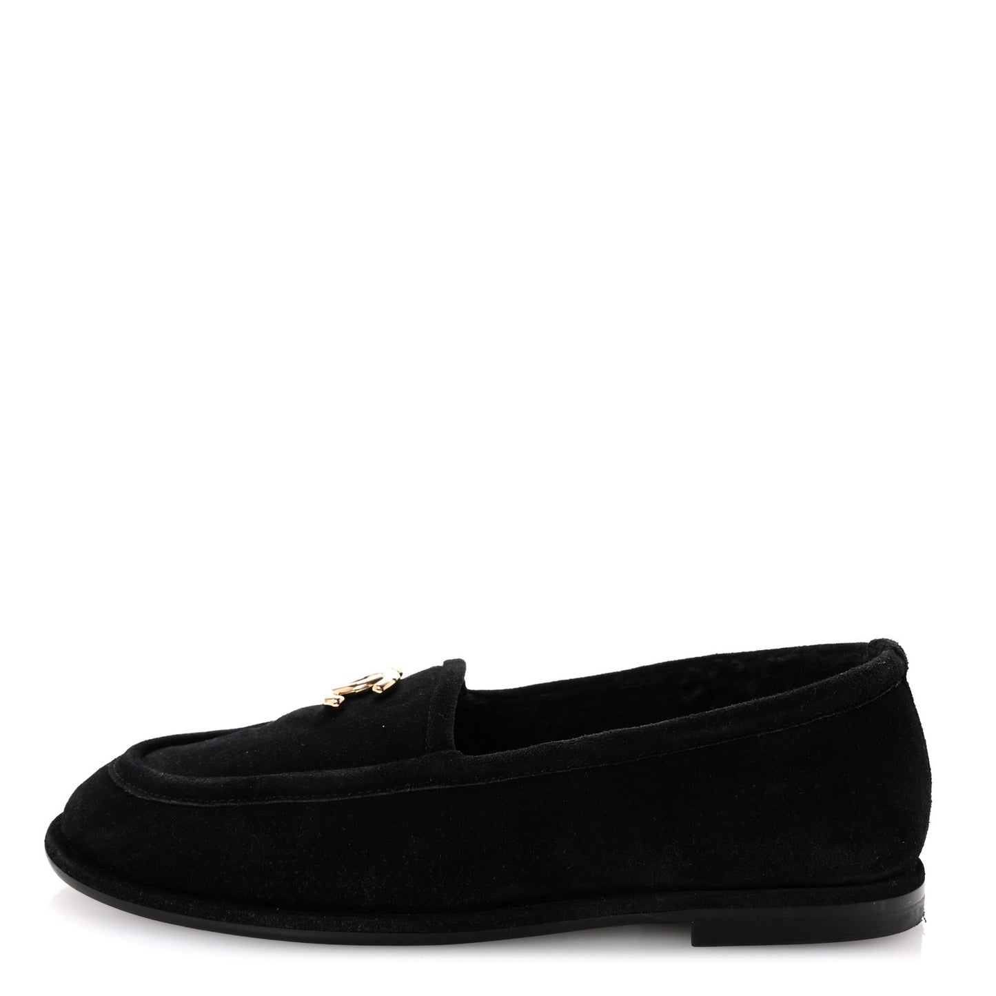 Suede Calfskin CC Loafers 38 Black