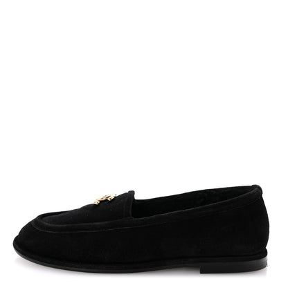 Chanel Suede Calfskin CC Loafers 38 Black 1 of 10