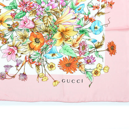 Gucci Silk Twill Eighties Bouquet Square Scarf Pink Ivory 2 of 4