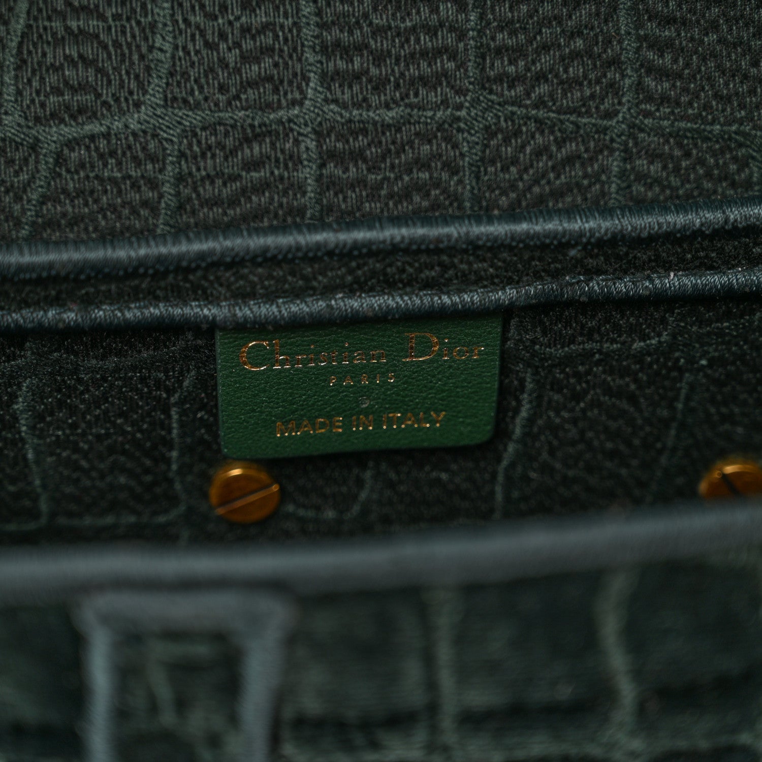 Christian Dior Velvet Crocodile Effect Saddle Bag Green 7 of 10