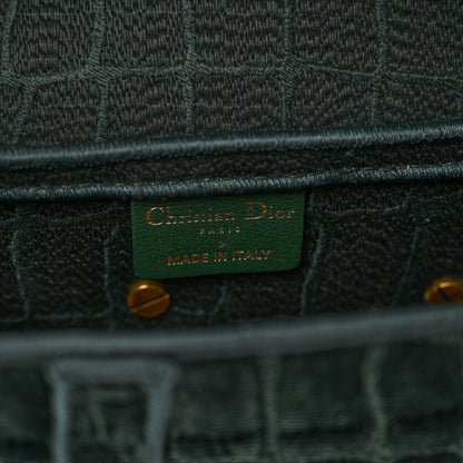 Christian Dior Velvet Crocodile Effect Saddle Bag Green 7 of 10