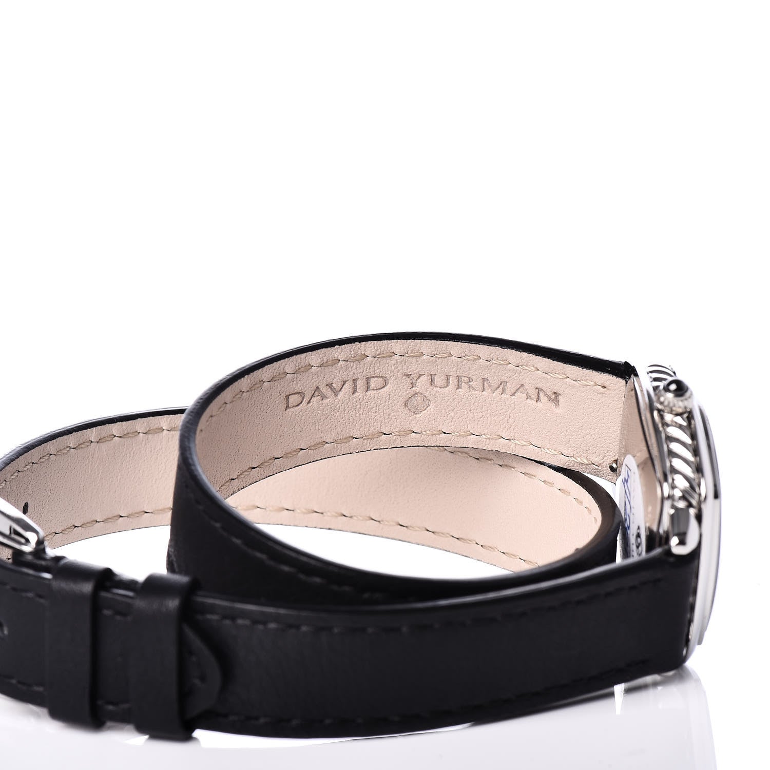 David Yurman Stainless Steel Calfskin Diamond 27mm Albion Wrap Quartz Watch Black 6 of 8