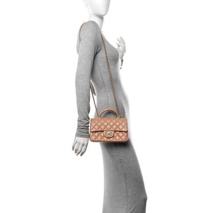 Chanel Lambskin Quilted Mini Top Handle Rectangular Flap Beige 2 of 13