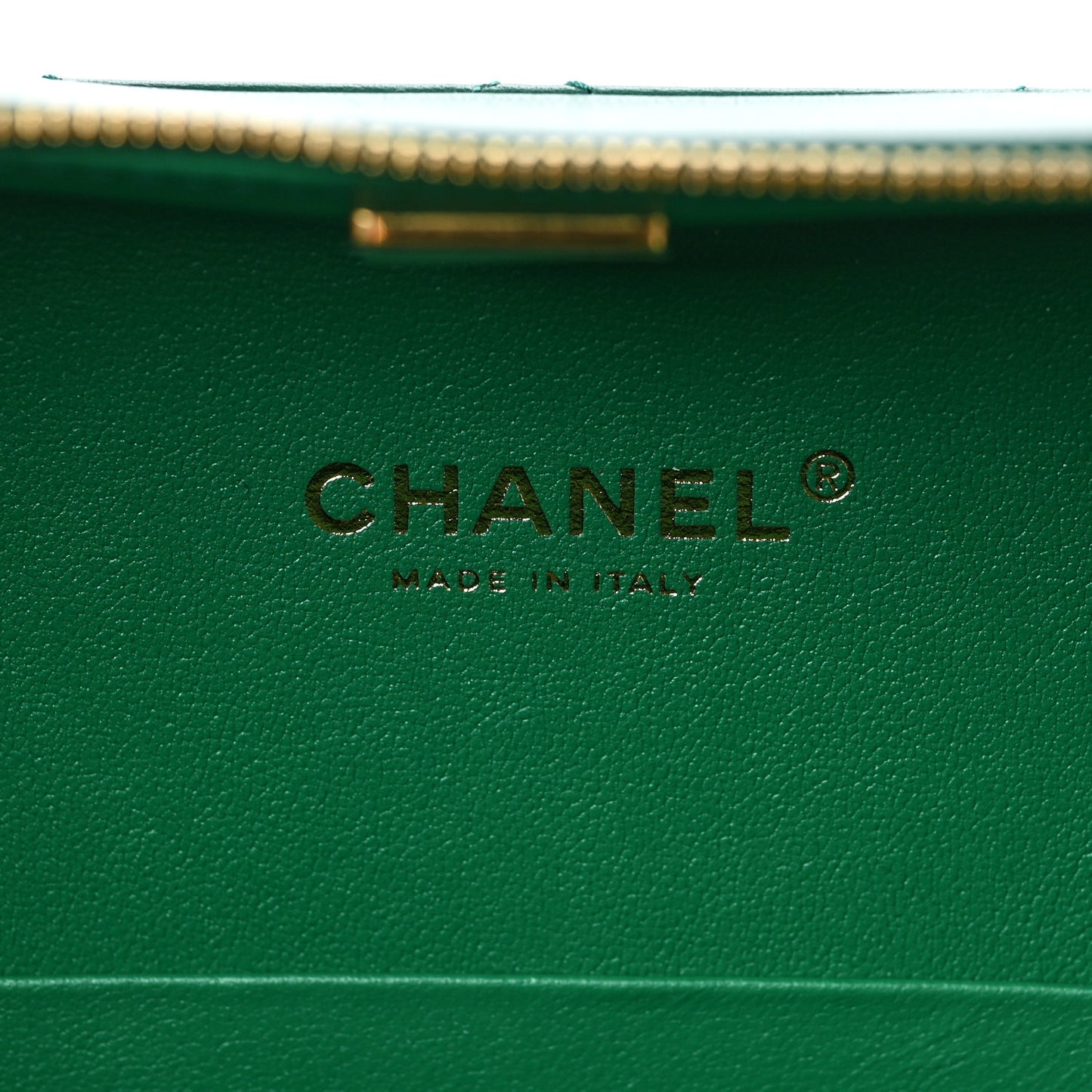 Lambskin Quilted Top Handle Vanity Case Green