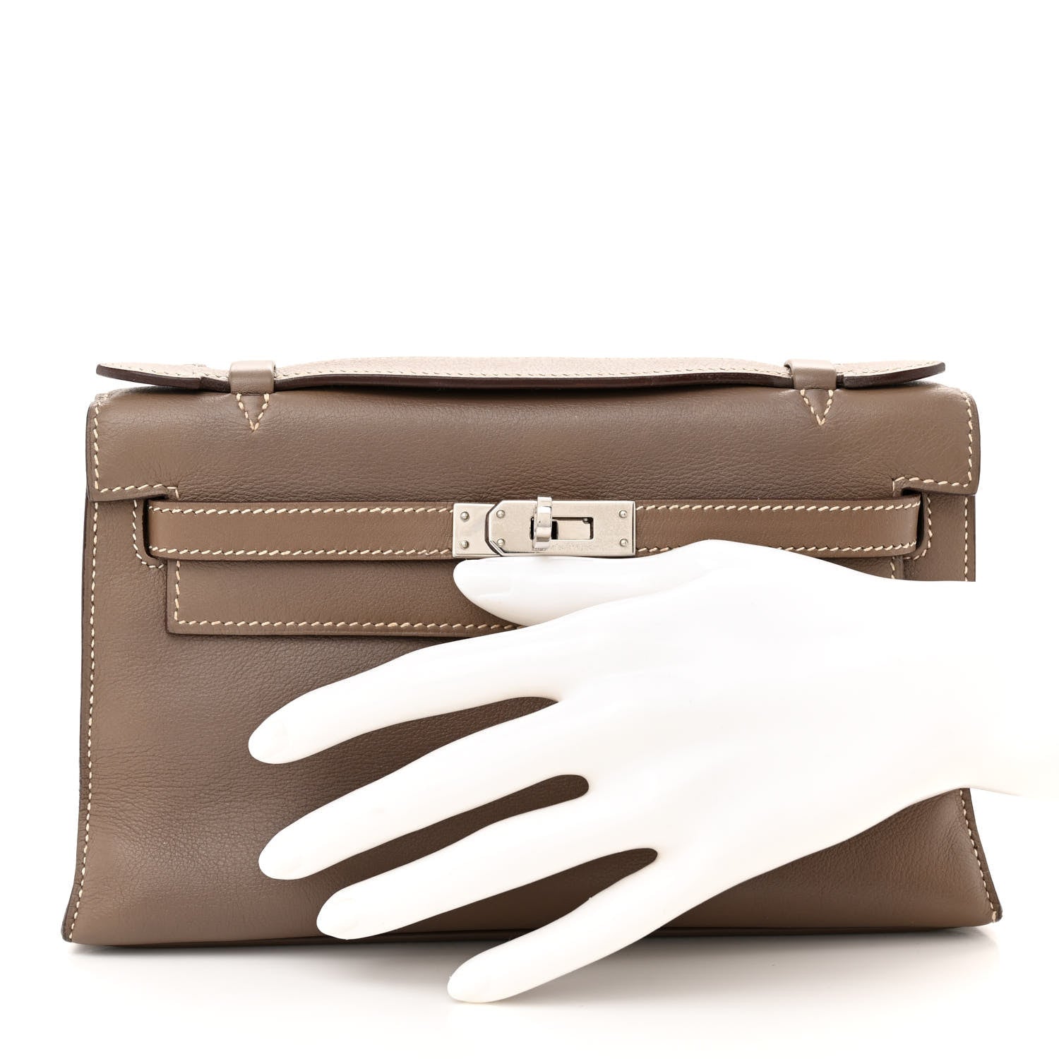 Hermes Swift Kelly Pochette Clutch Etoupe 2 of 16