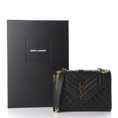 Saint Laurent Grain De Poudre Textured Mixed Matelasse Triquilt Medium Monogram Satchel Black 10 of 10