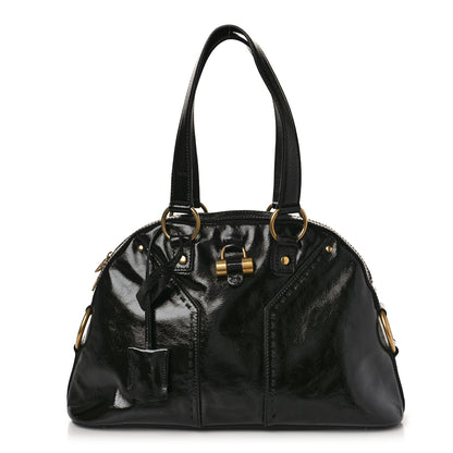 Saint Laurent Textured Patent Calfskin Medium Muse Black 1 of 8
