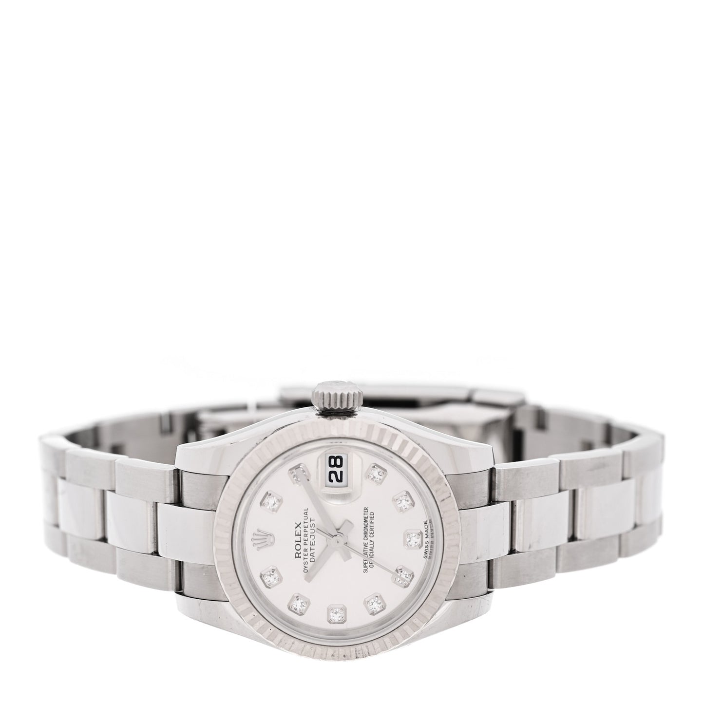 Stainless Steel 18K White Gold Diamond 26mm Oyster Perpetual Datejust Watch Silver 179174