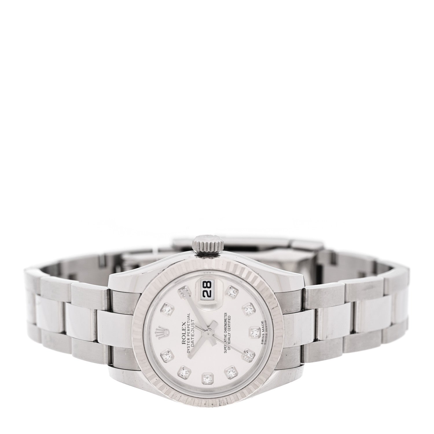 Rolex Stainless Steel 18K White Gold Diamond 26mm Oyster Perpetual Datejust Watch Silver 179174 2 of 5