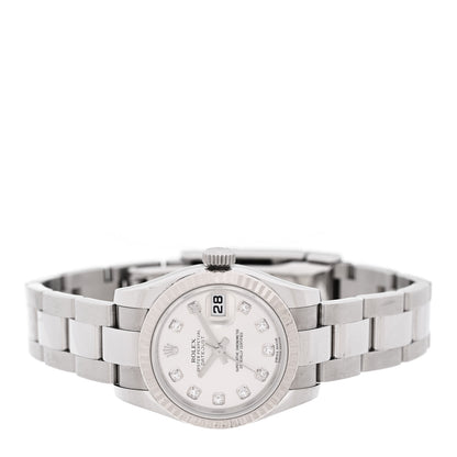Rolex Stainless Steel 18K White Gold Diamond 26mm Oyster Perpetual Datejust Watch Silver 179174 2 of 5