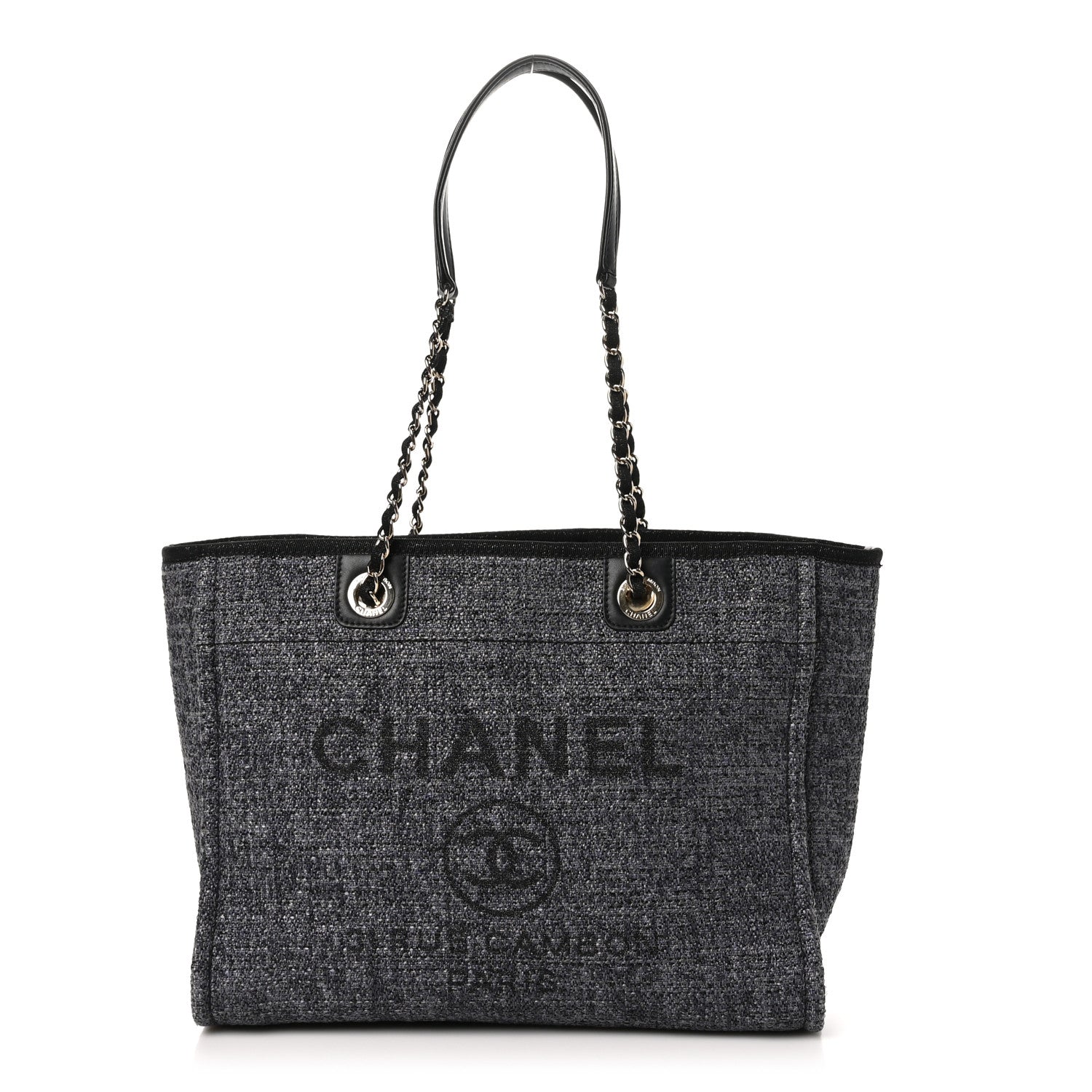 Chanel Mixed Fibers Calfskin Small Deauville Tote Blue 1 of 10