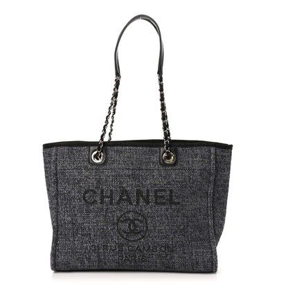 Chanel Mixed Fibers Calfskin Small Deauville Tote Blue 1 of 10