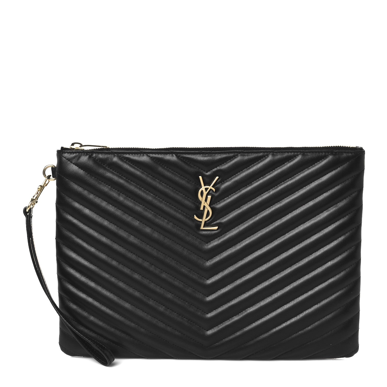 Saint Laurent Calfskin Matelasse Monogram Cassandre Tablet Pouch Black 1 of 8