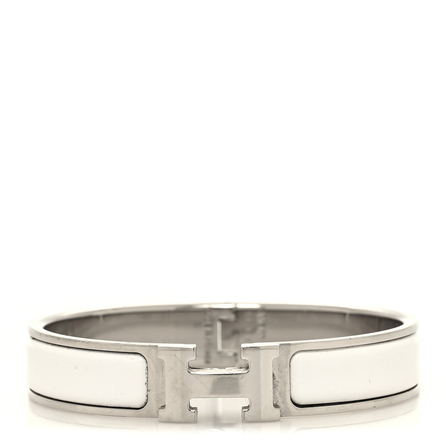 Enamel Narrow Clic Clac H Bracelet GM White