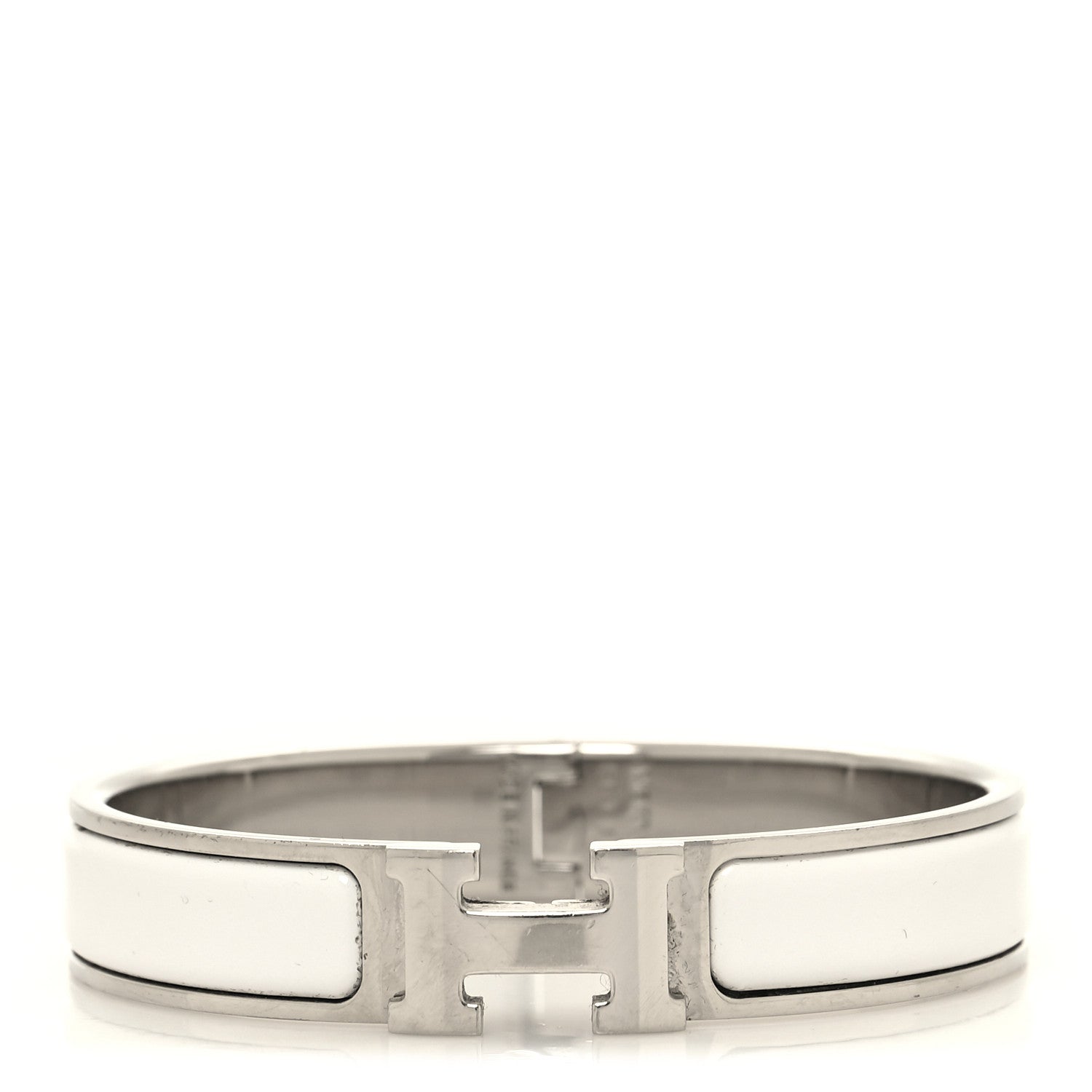 Hermes Enamel Narrow Clic Clac H Bracelet GM White 1 of 6