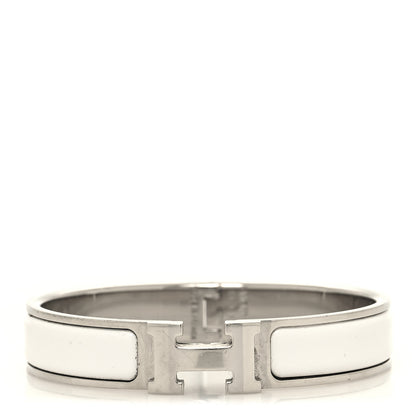 Hermes Enamel Narrow Clic Clac H Bracelet GM White 1 of 6