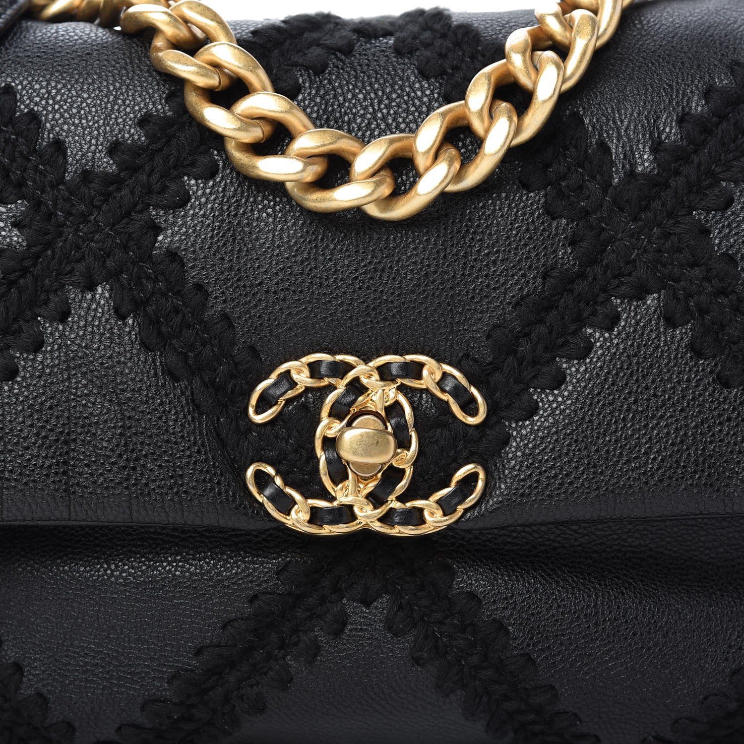 Chanel Calfskin Crochet Medium Chanel 19 Flap Black 10 of 11