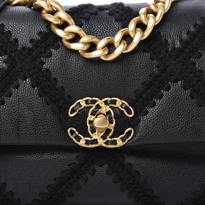 Chanel Calfskin Crochet Medium Chanel 19 Flap Black 10 of 11