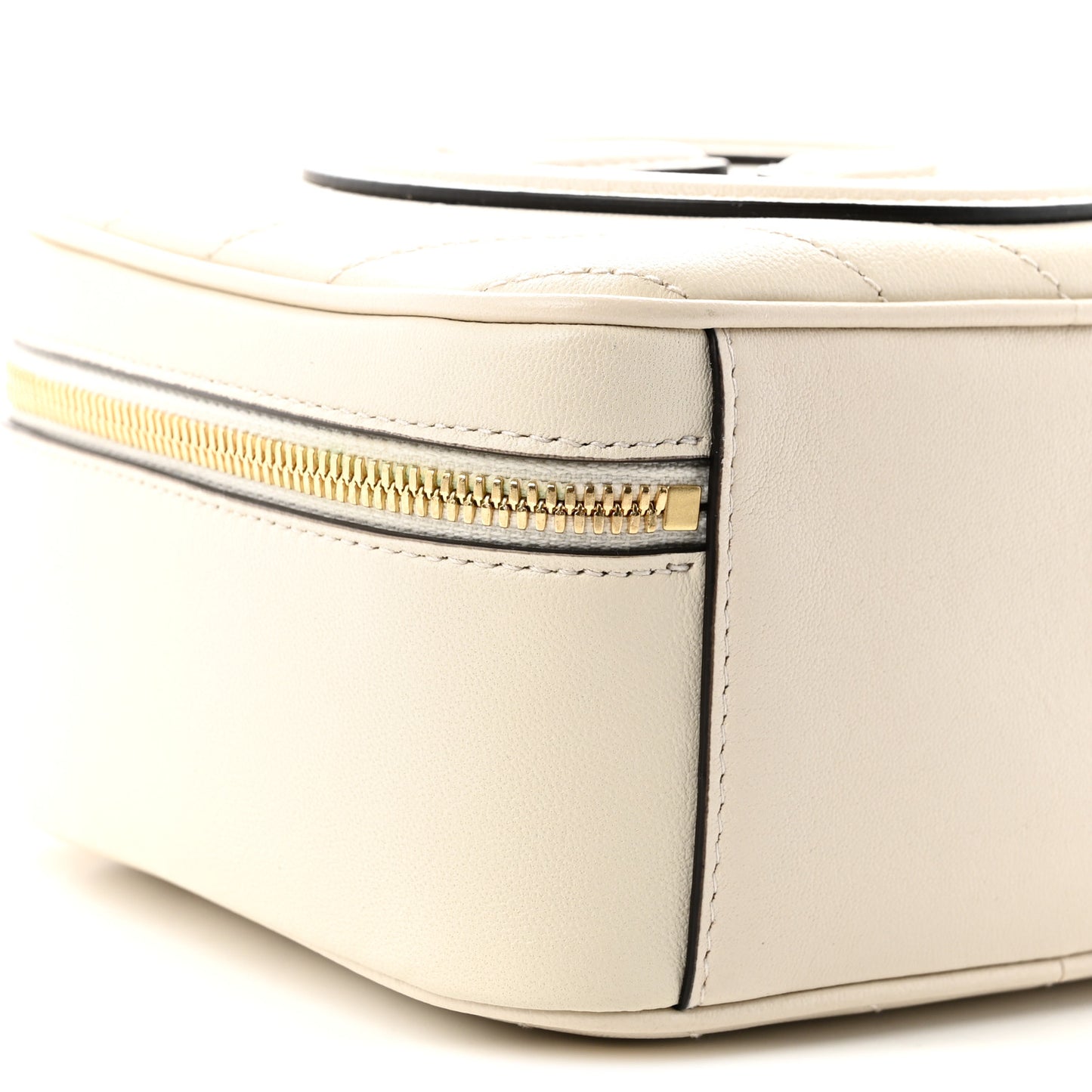 Sakai Be Green Calfskin Diagonal Stitched Blondie Top Handle Bag Mystic White