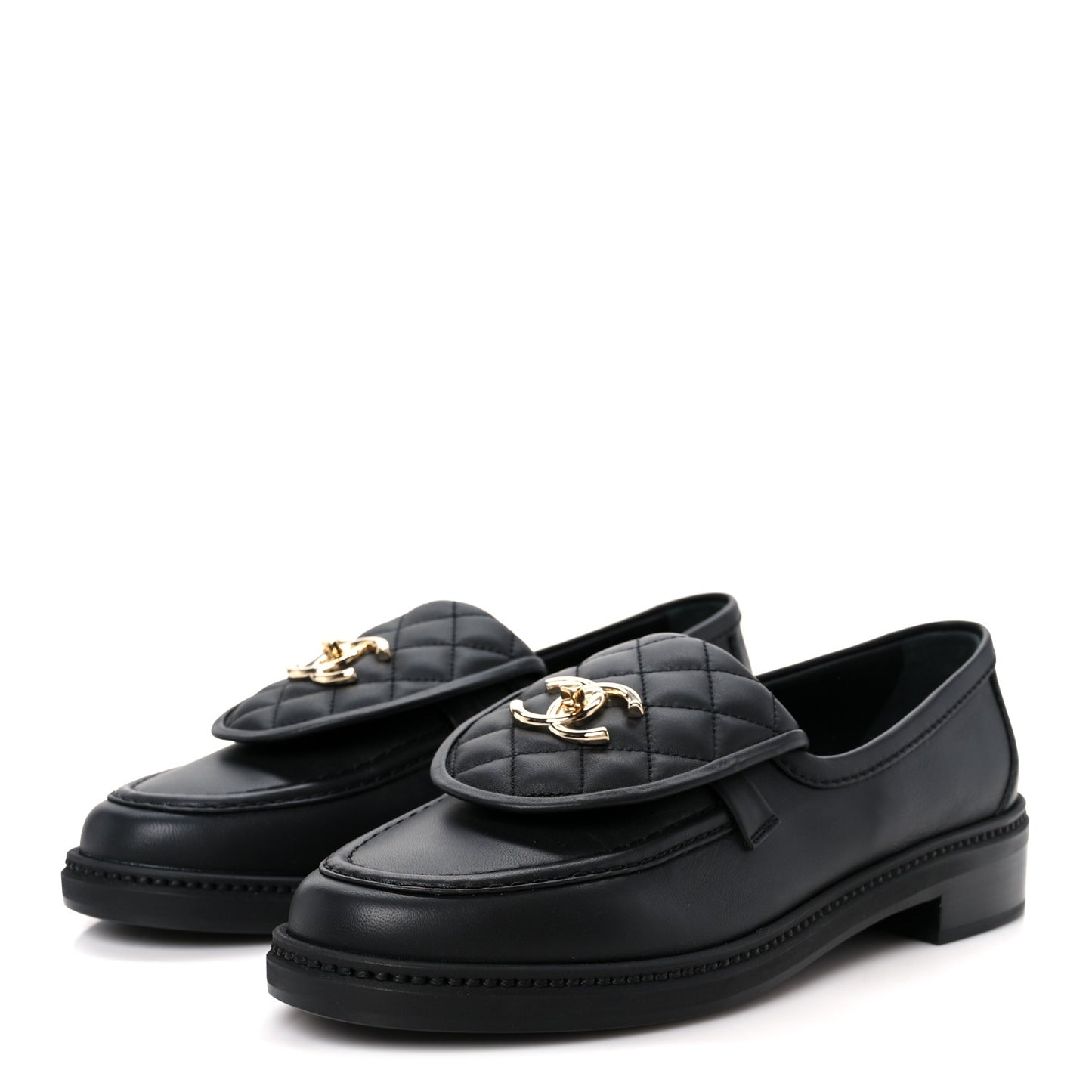Lambskin Quilted CC Turnlock Loafers 39 Black