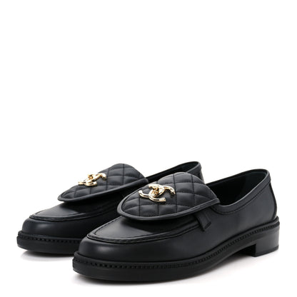 Chanel Lambskin Quilted CC Turnlock Loafers 39 Black 4 of 11