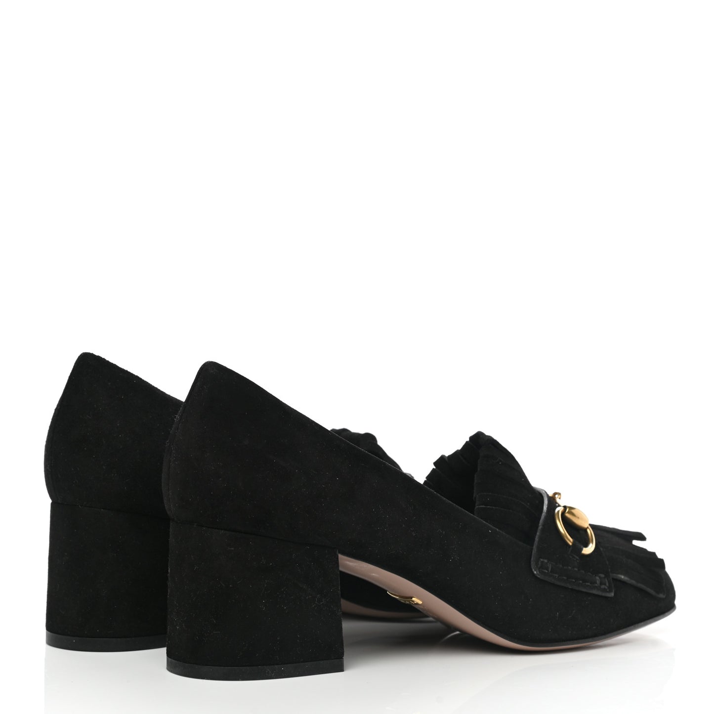 Kid Scamosciato Horsebit Fringe 50mm Loafer Pumps 39 Black