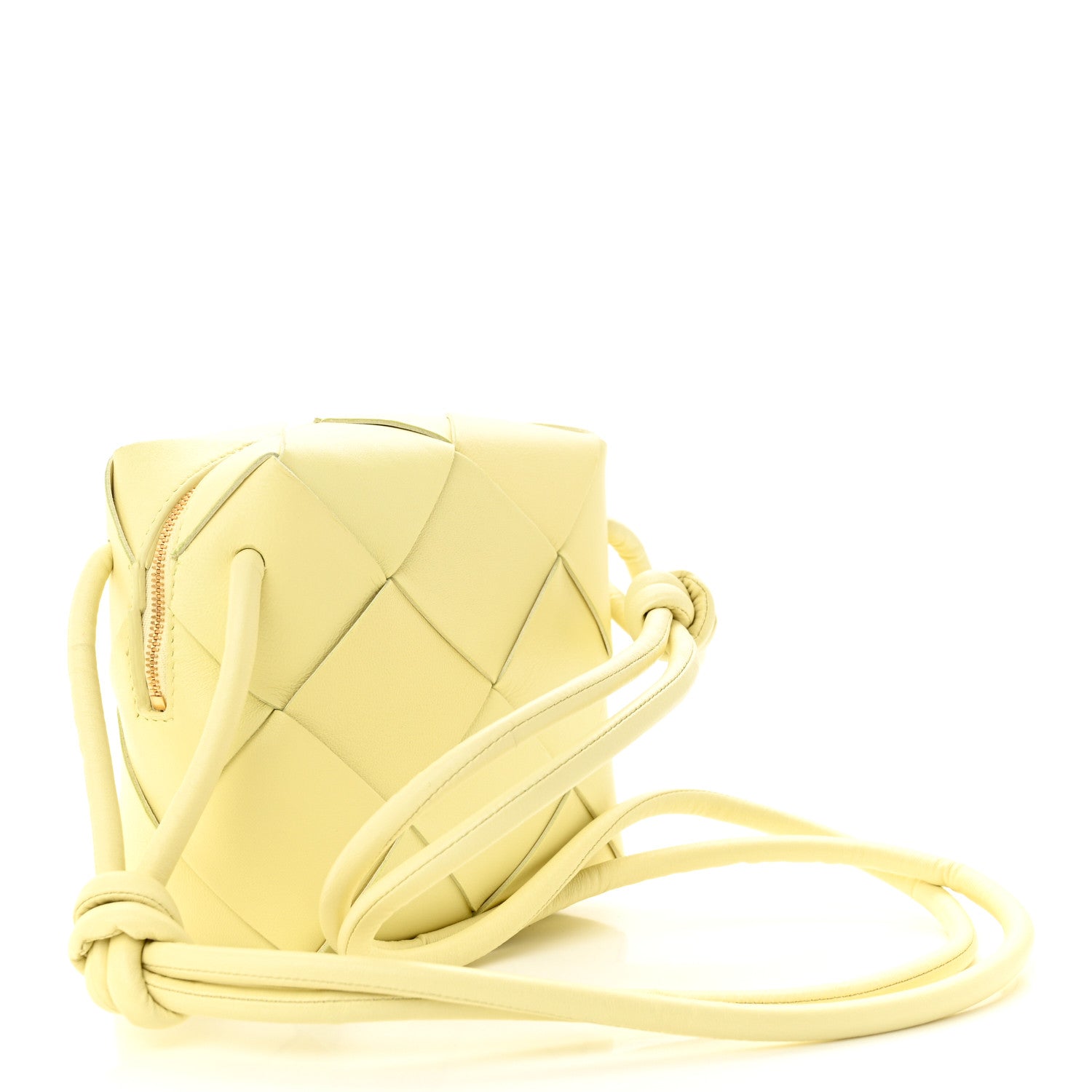 Bottega Veneta BOTTEGA VENETA Lambskin Maxi Intrecciato Mini Cassette Camera Bag Ice Cream 3 of 9