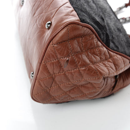 Chanel Aged Calfskin Pony Hair Quilted Miss Pony Bowler Brown 13 of 14