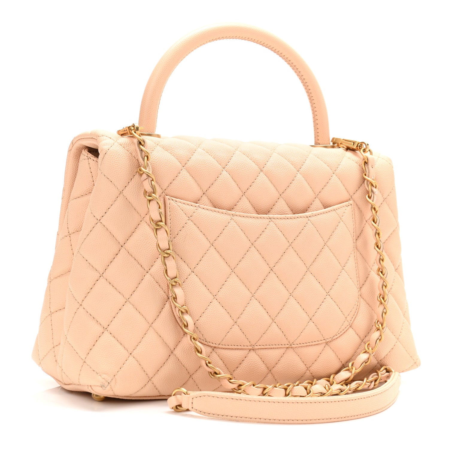 Chanel Caviar Quilted Small Coco Handle Flap Beige 2 of 10