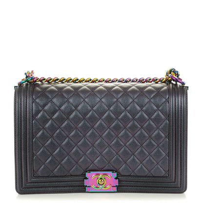 Chanel Iridescent Goatskin Quilted New Medium Boy Flap Purple 1 of 7