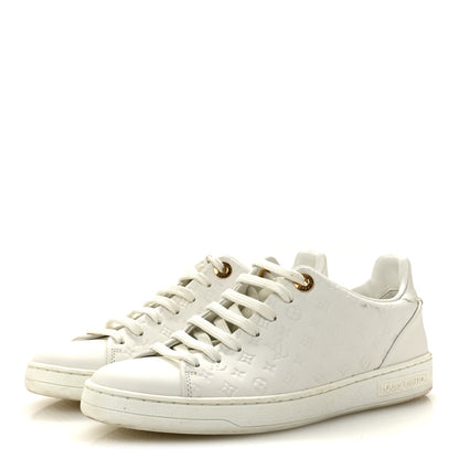 Louis Vuitton Calfskin Monogram Embossed Front Row Sneakers 36 White 4 of 9