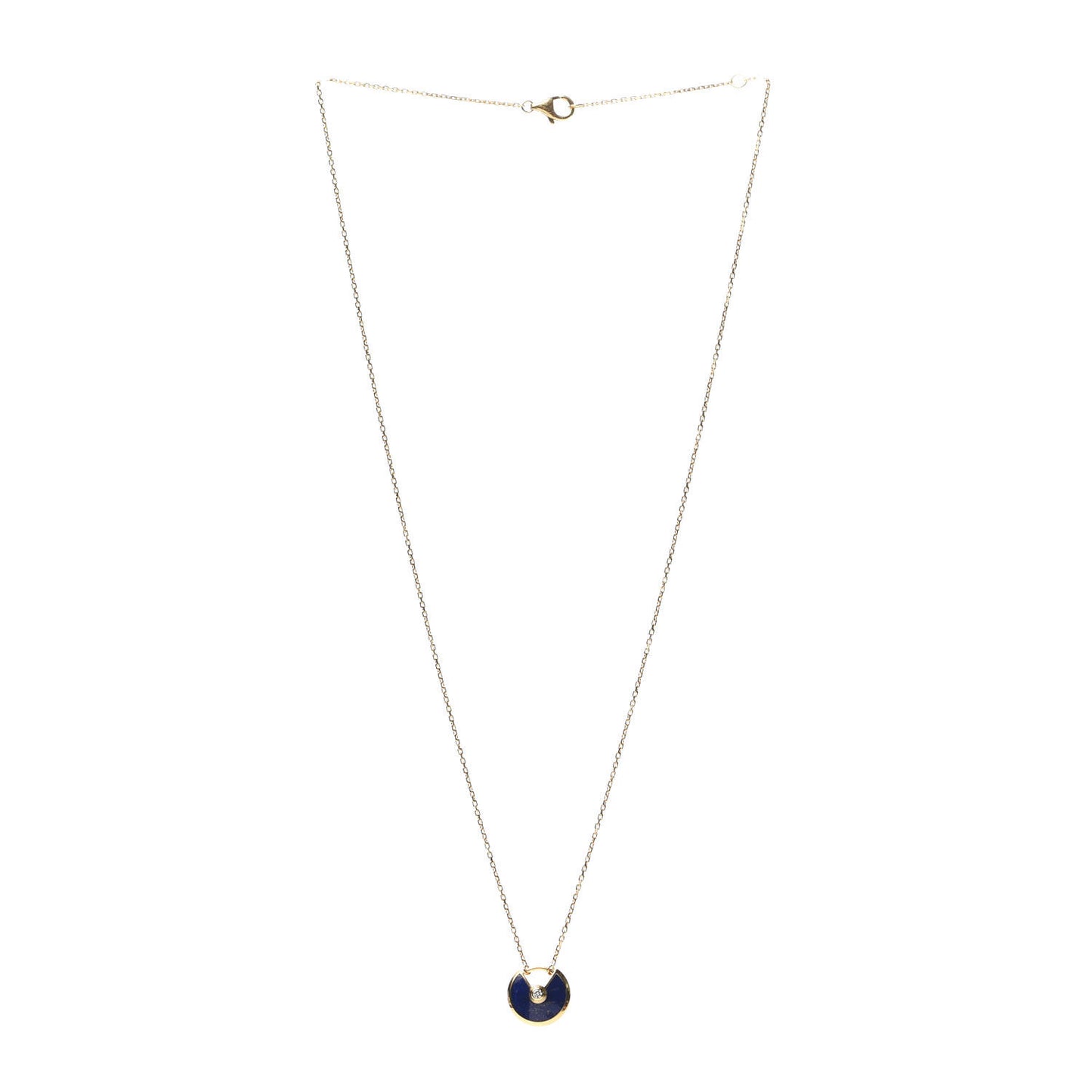 18K Yellow Gold Diamond Lapis Lazuli XS Amulette de Pendant Necklace