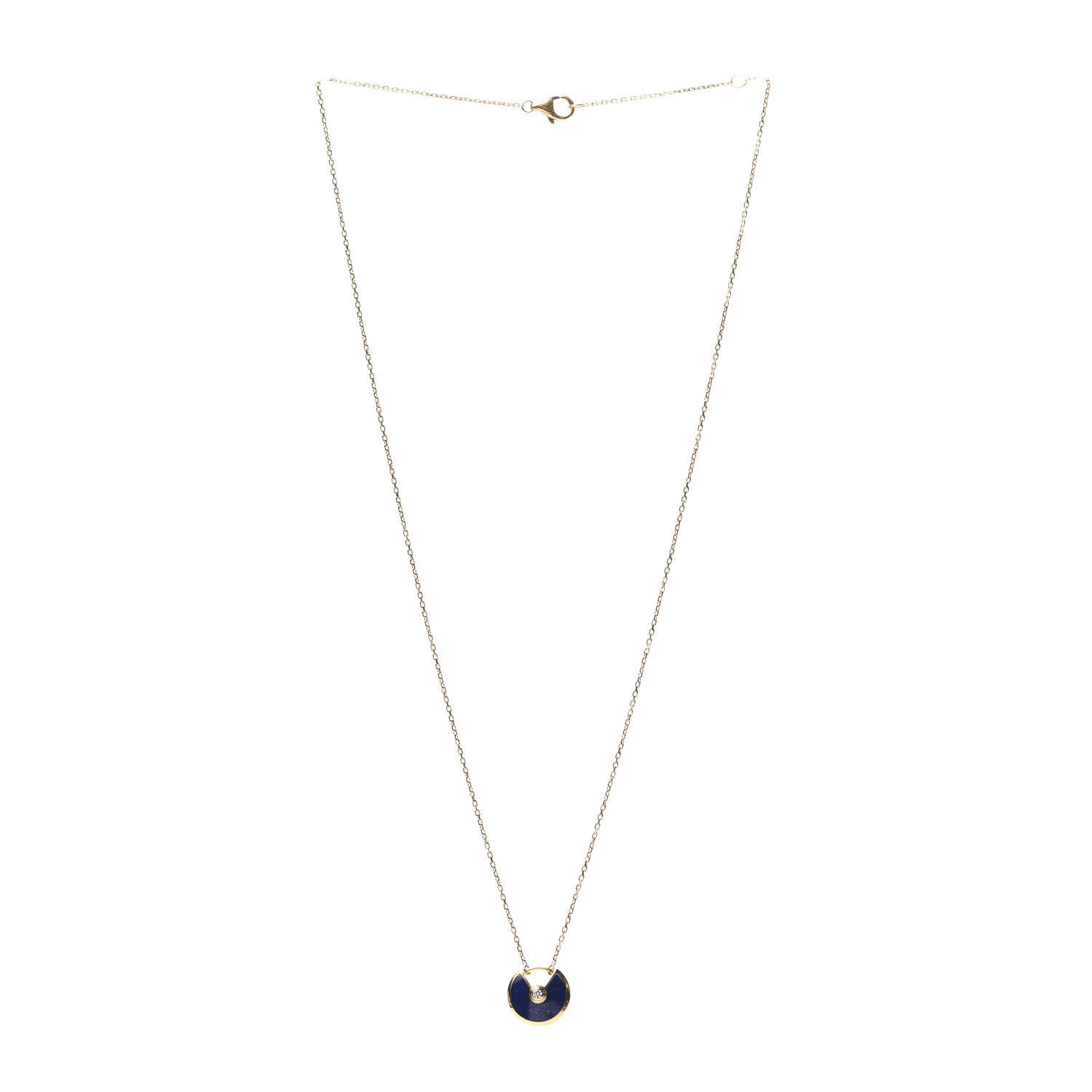 Cartier 18K Yellow Gold Diamond Lapis Lazuli XS Amulette de Pendant Necklace 3 of 7