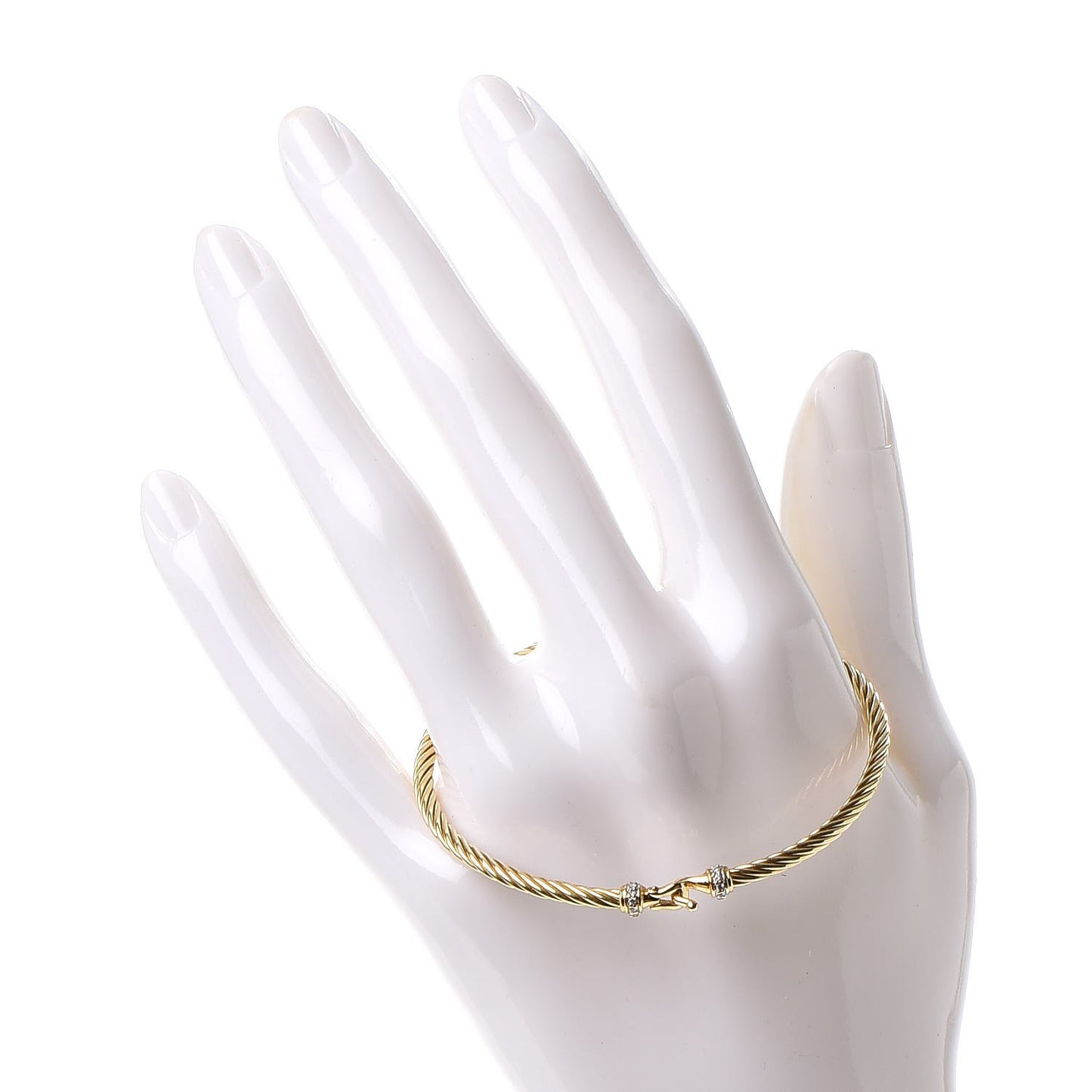 18K Yellow Gold Diamond 2.6mm Cable Collectibles Buckle Bracelet