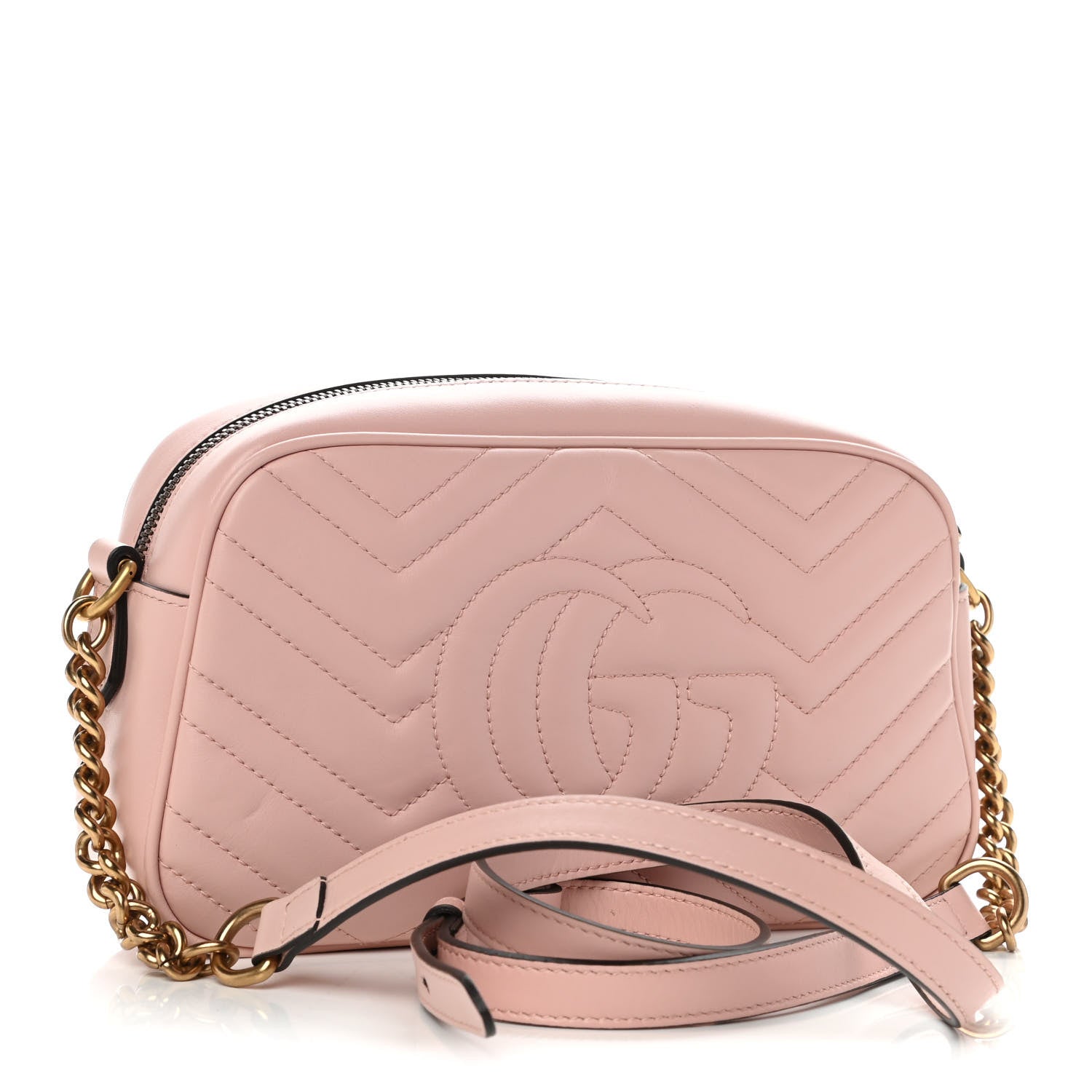 Gucci Calfskin Matelasse Small GG Marmont Chain Shoulder Bag Perfect Pink 3 of 12