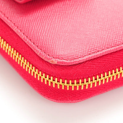 Prada Saffiano Fiocco Bow Zip Around Wallet Peonia 8 of 8