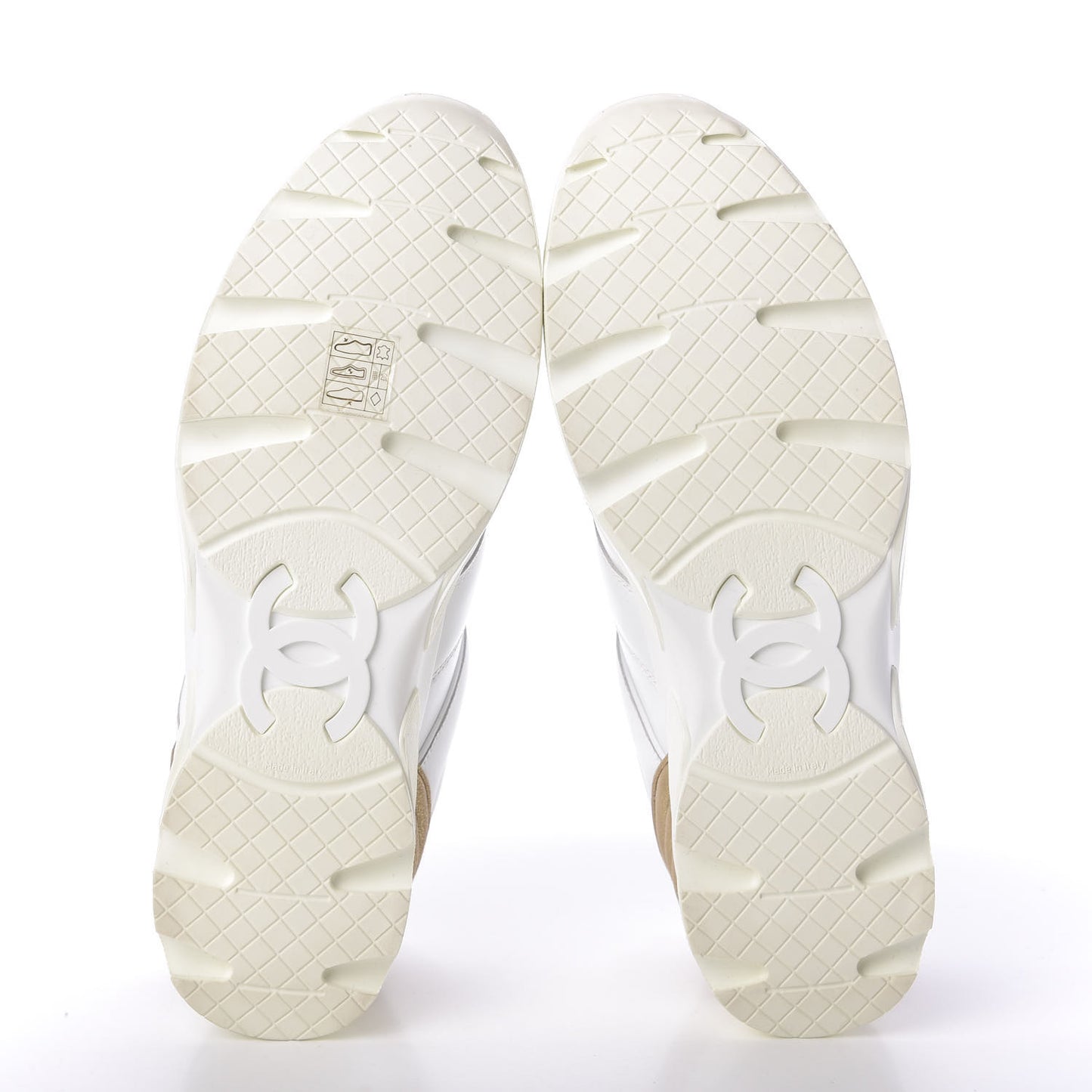 Calfskin Laminated Lambskin CC Sneakers 41 White Gold
