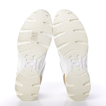 Chanel Calfskin Laminated Lambskin CC Sneakers 41 White Gold 5 of 8
