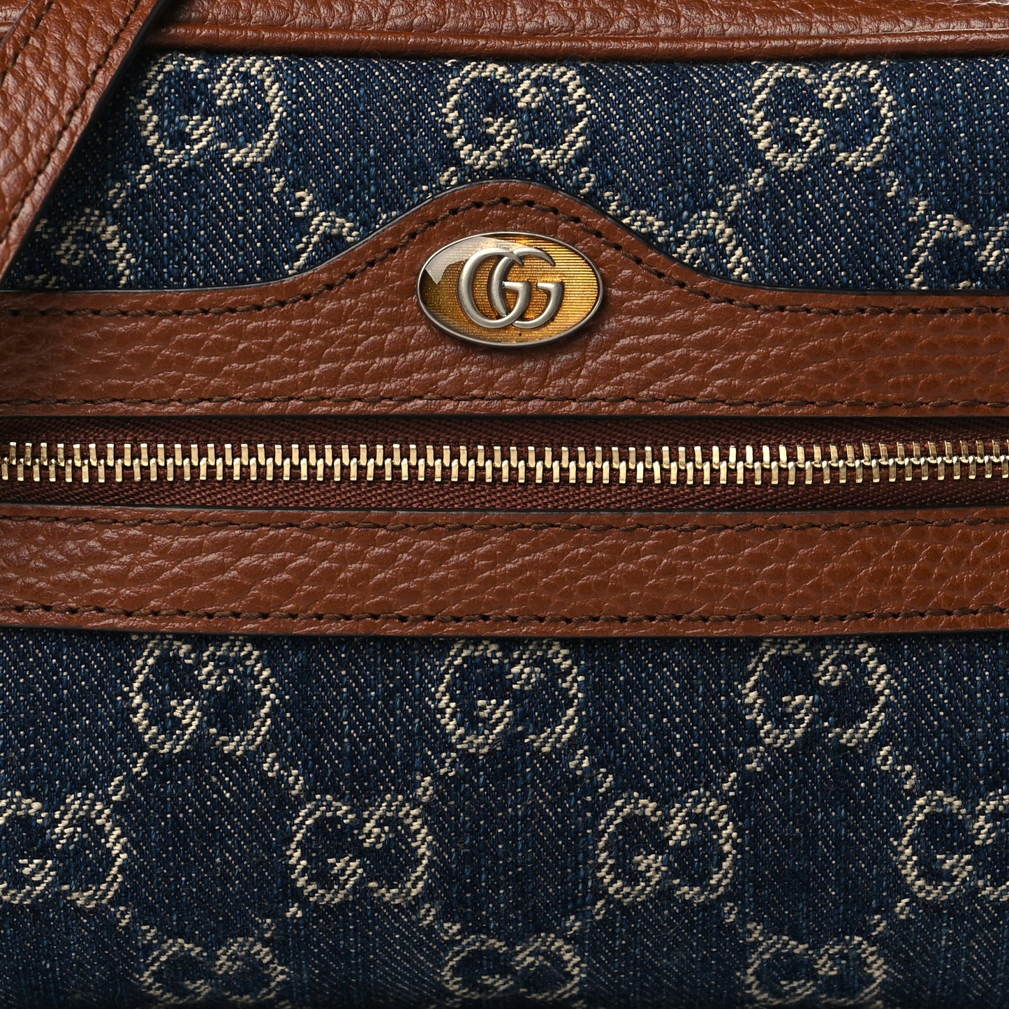 New Denim GG Monogram Dollar Calfskin Mini Ophidia Shoulder Bag Blue Tea Cuir Epilog