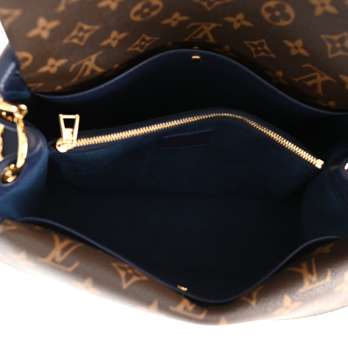 Grained Calfskin Monogram Double V Blue Marine