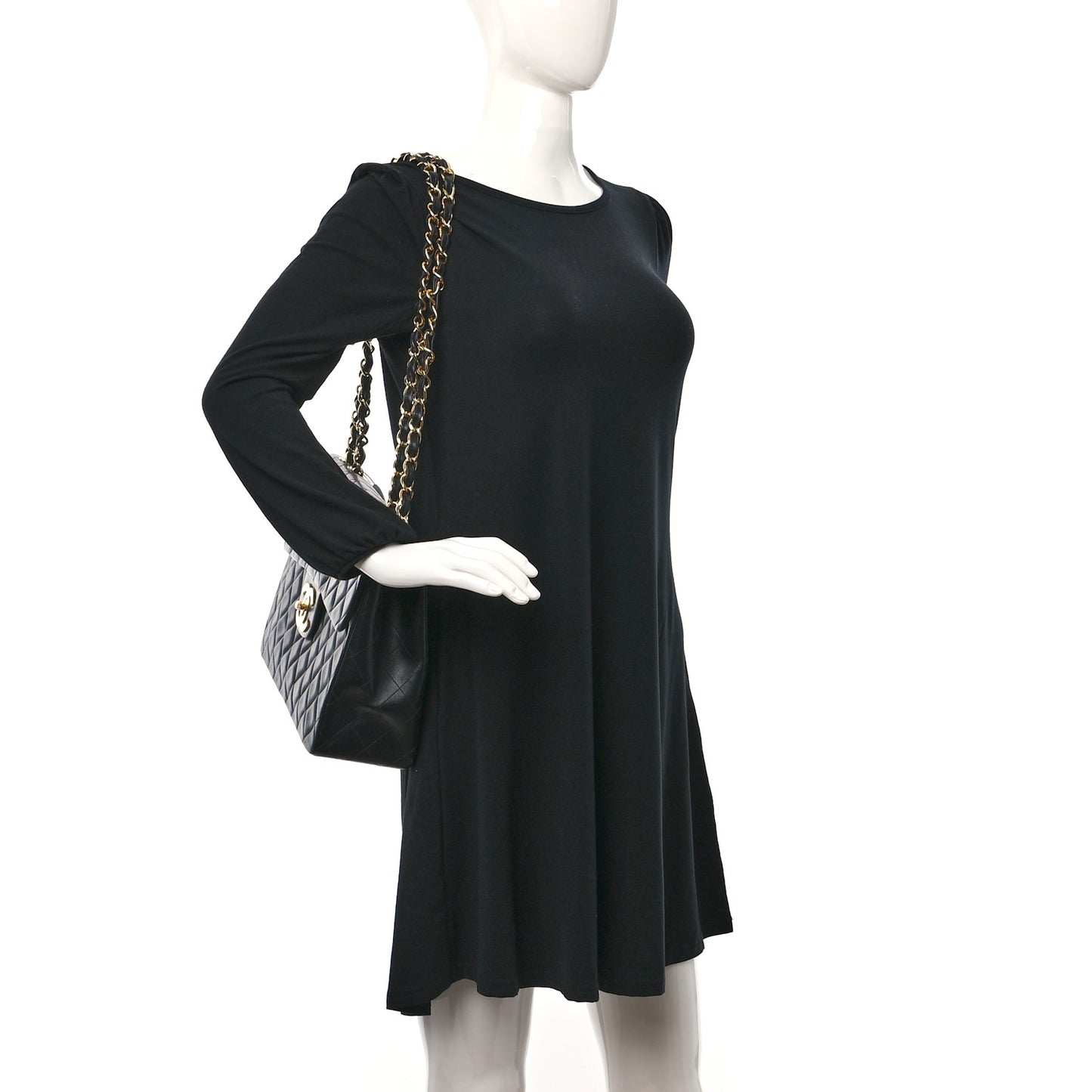 Lambskin Quilted XL Jumbo Single Flap Black