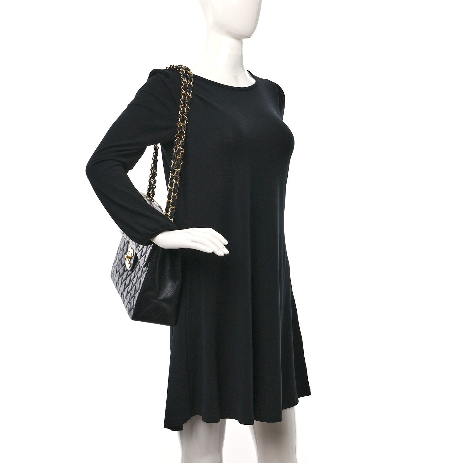 Chanel Lambskin Quilted XL Jumbo Single Flap Black 2 of 13