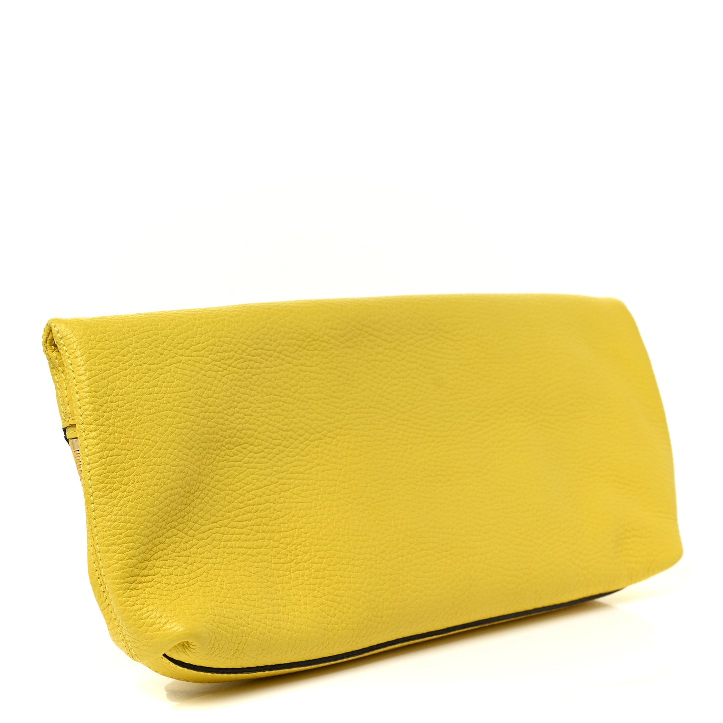 Grainy Calfskin Padlock Skull Clutch Yellow