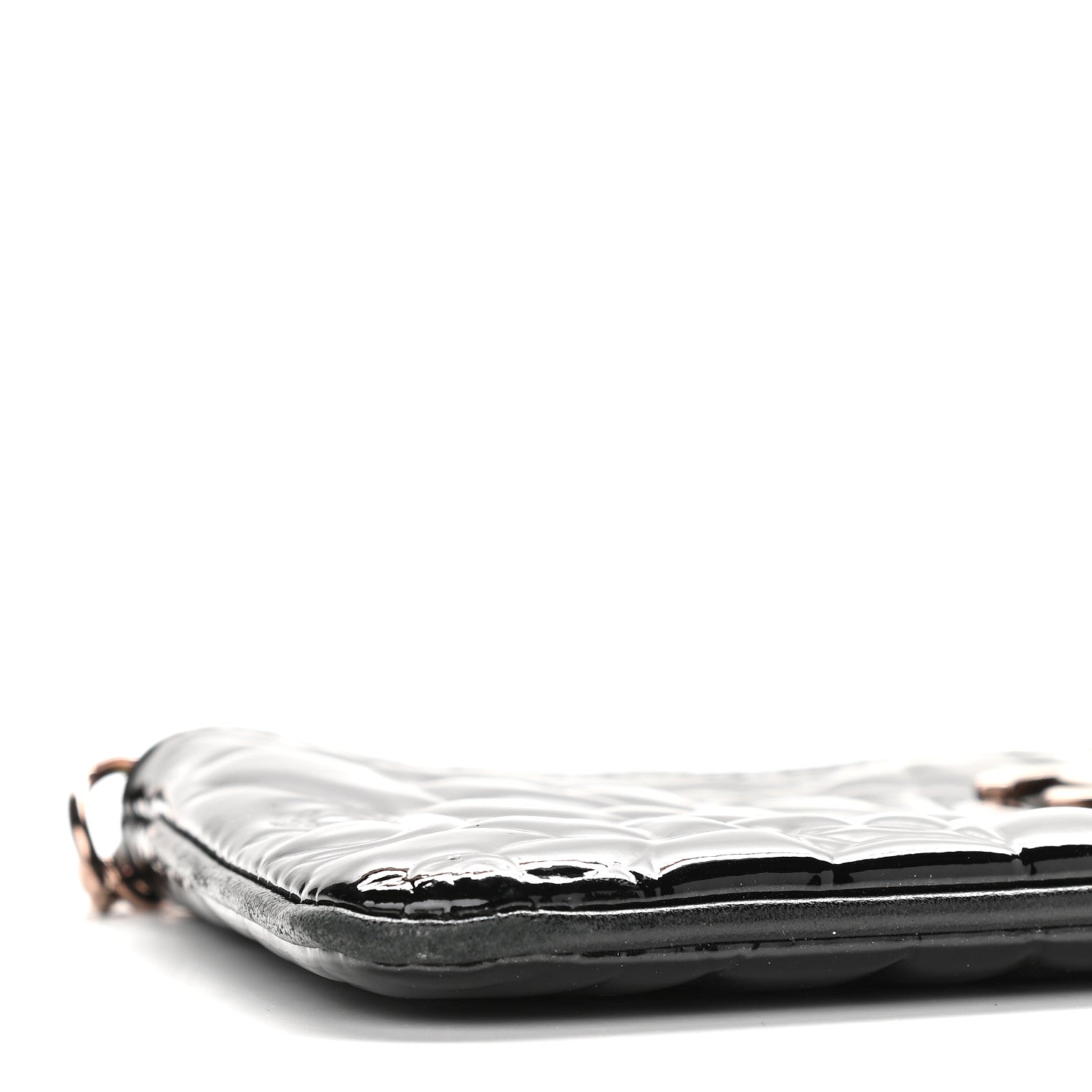 Chanel Patent Camellia Embossed Pochette Black 10 of 11