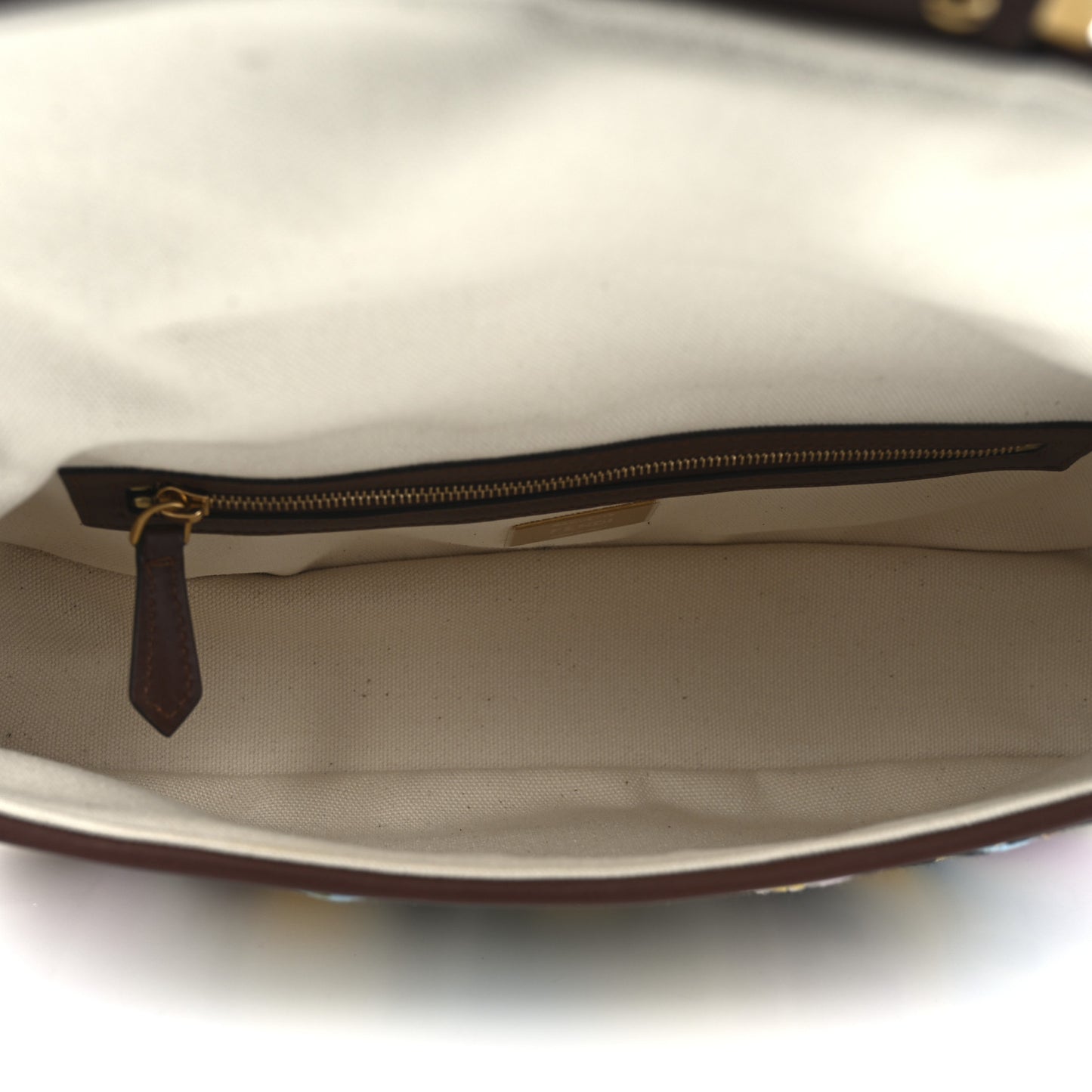 X SARA COLEMAN Canvas Vitello King Seta FF Fish Eye Embroidered Baguette Grezzo Multicolor Ghianda