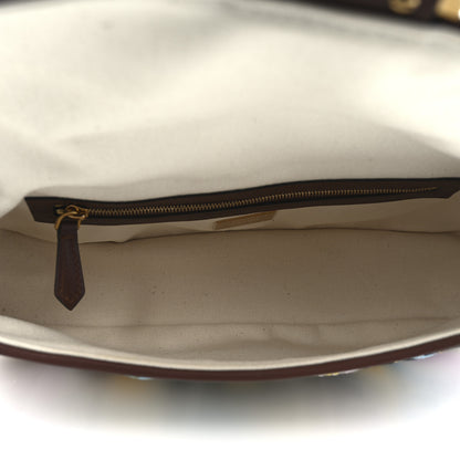 Fendi X SARA COLEMAN Canvas Vitello King Seta FF Fish Eye Embroidered Baguette Grezzo Multicolor Ghianda 5 of 10