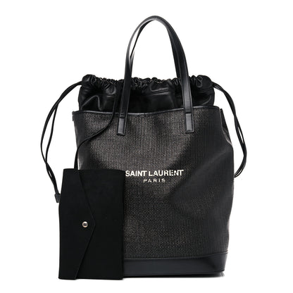 Saint Laurent Linen Canvas Teddy Shopping Bag Black 1 of 14